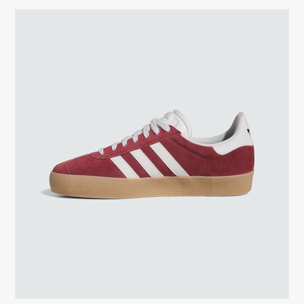 Adidas Burgundy and White Suede Sneakers
